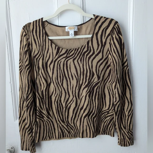 Talbots Animal Print Prima Cotton Sweater - Size M - Picture 2 of 7